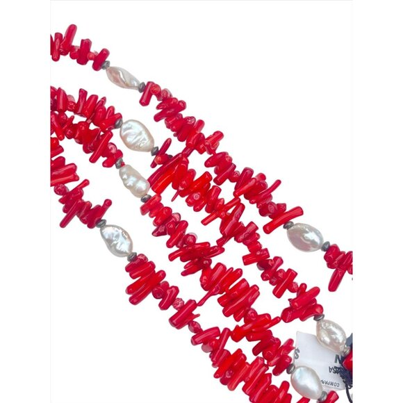 Lucoral Branch Coral Freshwater Pearl Necklace - New Old Stock - Picture 1 of 6